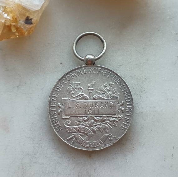 Antique 1911 French Medal Pendant in Solid Hallma… - image 6