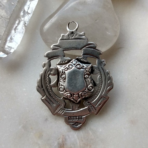 Beautiful Antique Fob Medal Pendant in Solid Ster… - image 1