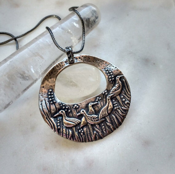 Beautiful Large Bird Pendant with Lovely Wheat Ch… - image 4