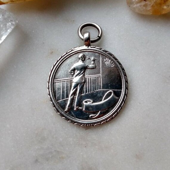 Vintage 1940s Fob Medal Pendant in Solid UK Hallm… - image 4