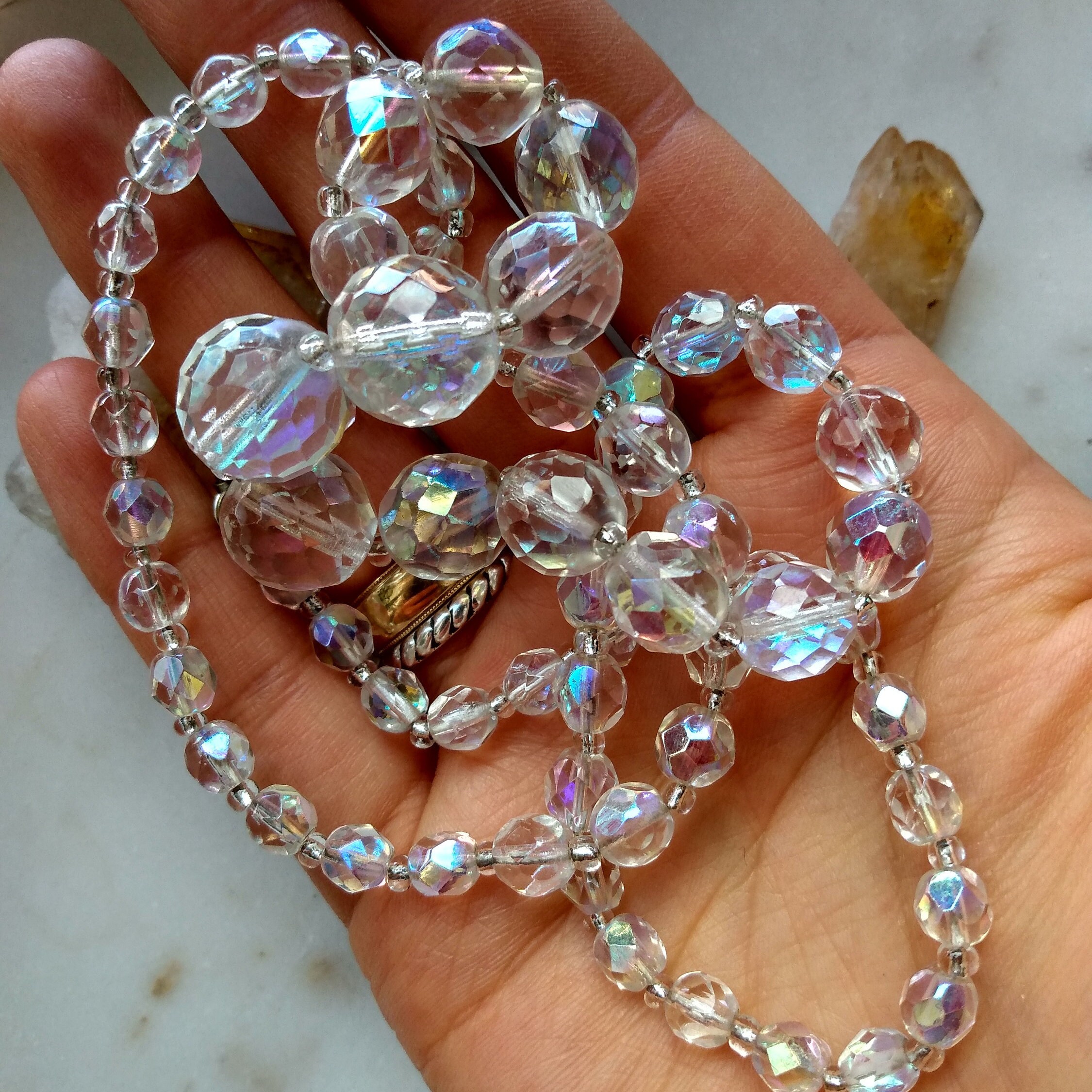 As is Antique or Vintage Iridescent Depression Glass Bead Etsy