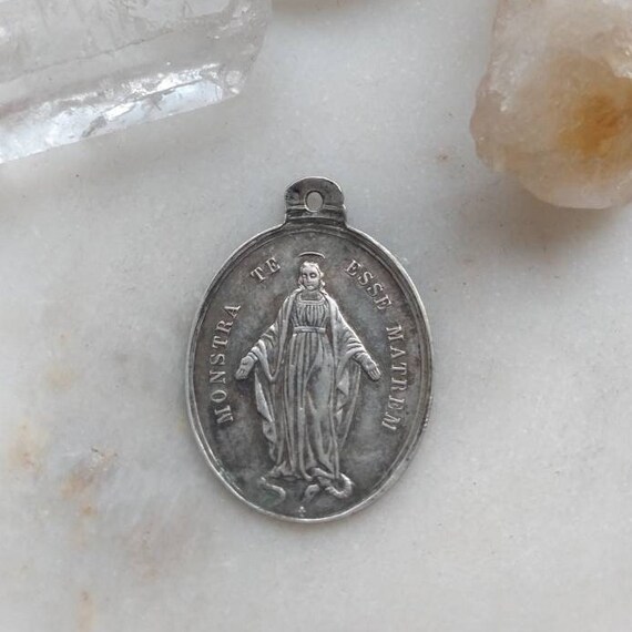 Beautiful Antique Solid Silver French Catholic Ma… - image 1