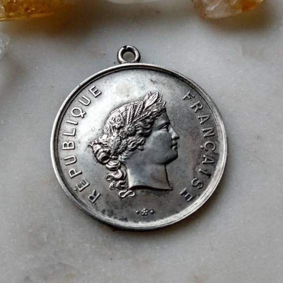 Antique French Figural Medal - 1890 - Large Heavy 