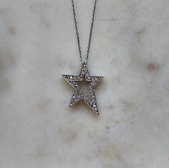 Stylish CZ Star Pendant in .925 Sterling Silver With Silver - Etsy