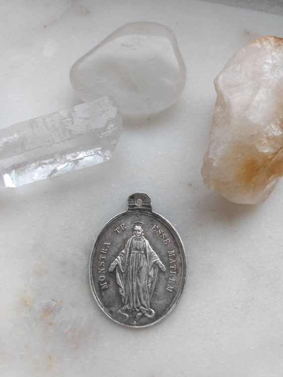 Beautiful Antique Solid Silver French Catholic Ma… - image 3