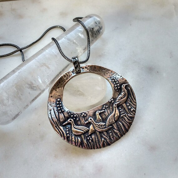Beautiful Large Bird Pendant with Lovely Wheat Ch… - image 3