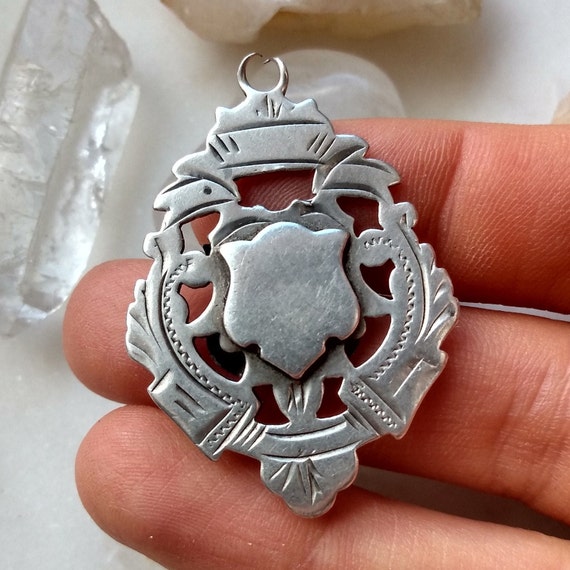 Beautiful Antique Fob Medal Pendant in Solid Ster… - image 3