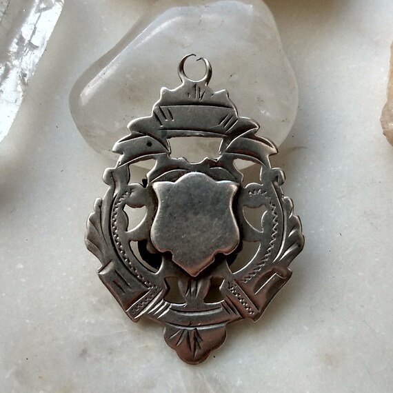 Beautiful Antique Fob Medal Pendant in Solid Ster… - image 4