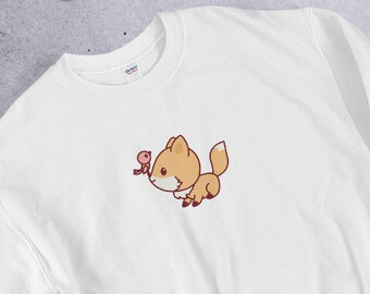 Cute Fox & Bird Kawaii Sweater - Kawaii Sweatshirt | Kawaii Shirt | Kawaii Clothing | Anime Sweater | Oversized Sweater | Animal Sweater