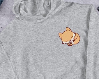 Lindo Fox Sleeping Kawaii sudadera con capucha - Kawaii sudadera con capucha / Kawaii camisa / Kawaii ropa / anime sudadera con capucha / sudadera con capucha de gran tamaño / sudadera con capucha animal