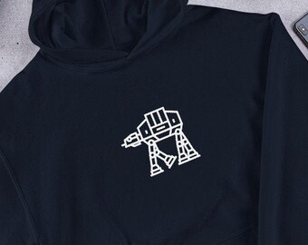 Star Wars Hoodie AT AT Walker Long Sleeve Dark Colors Unisex Star Wars Shirt Birthday Gift Spaceship Casual Tee XWing Millennium Falcon