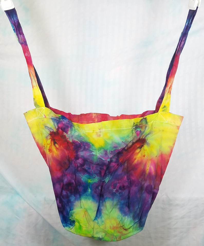 Rainbow Spiral Market Bag with Geateful Dead embellishment