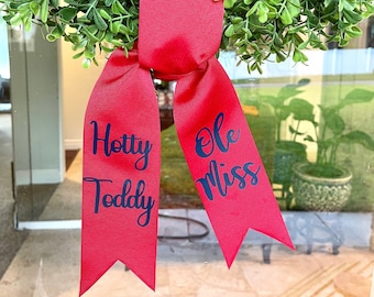 Ole Miss Wreath Sash, Hotty Toddy Wreath Sash, Ole Miss Football Front Door Decoration