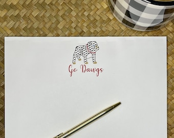 Chic Bulldog Notepad, Personalized Notepad, Personalized Stationery, Stationary, Grad Gift, Custom Notepad, Go Dawgs