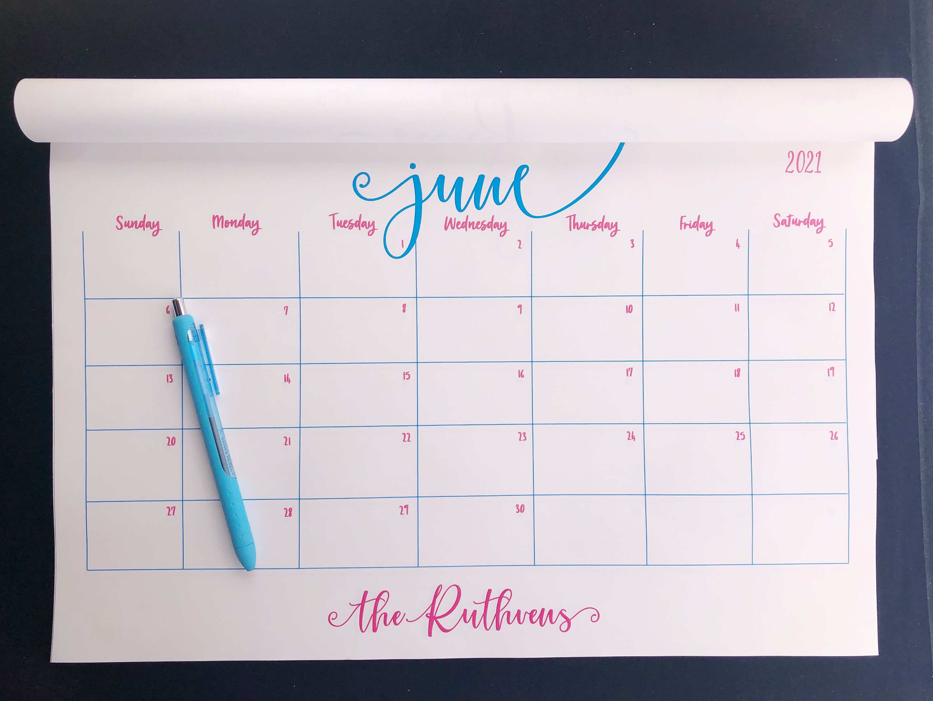 2021 Monthly Personalized Large Wall Calendar Notepad Monthly Etsy