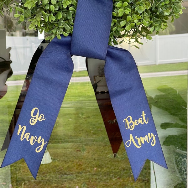 Navy Game Day Wreath Sash, Navy Wreath, Navy and Gold Wreath Sash, Navy decor