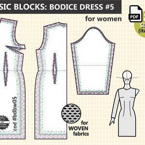 Basic DRESS BLOCK & SLEEVE Full Bodice Sloper W. Side Dart/ Pdf Sewing ...