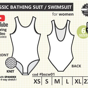 One Piece SWIMSUIT for Women / PDF Sewing Pattern / 6 Sizes: - Etsy