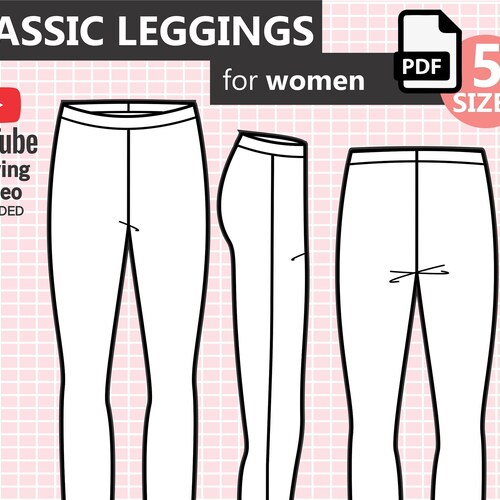 Leggings With Side Piece PDF Sewing Pattern for Women. 5 - Etsy