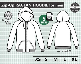 ZIP UP Hoodie PDF Sewing Pattern for Men. Sizes From Xs to Xl | Etsy Canada