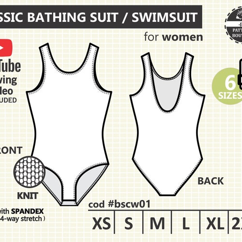One Piece SWIMSUIT for Women / PDF Sewing Pattern / 6 Sizes Etsy