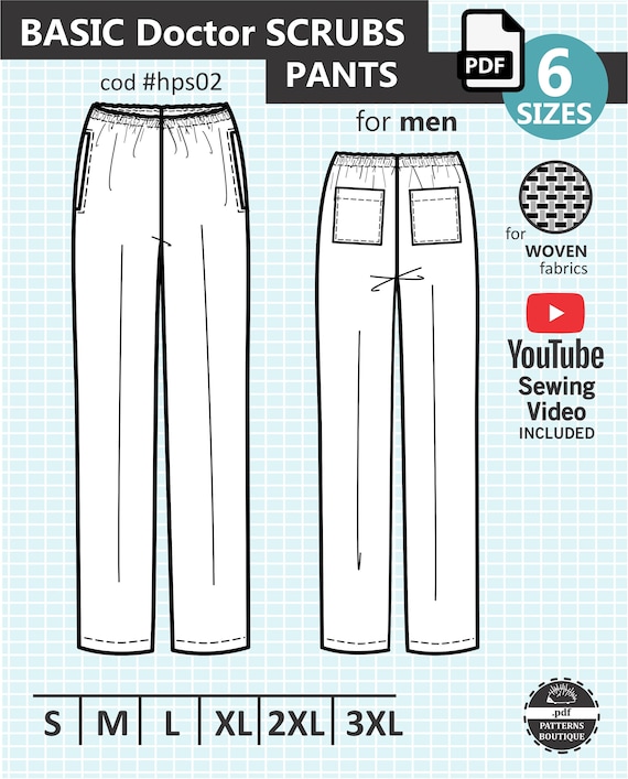 Doctor Scrubs PANTS / PDF Sewing Pattern for Men & Youtube - Etsy