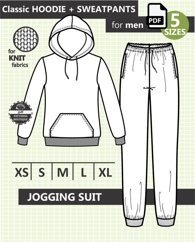 Hoodie & Sweatpants for Men / PDF Sewing Pattern / 5 Sizes | Etsy