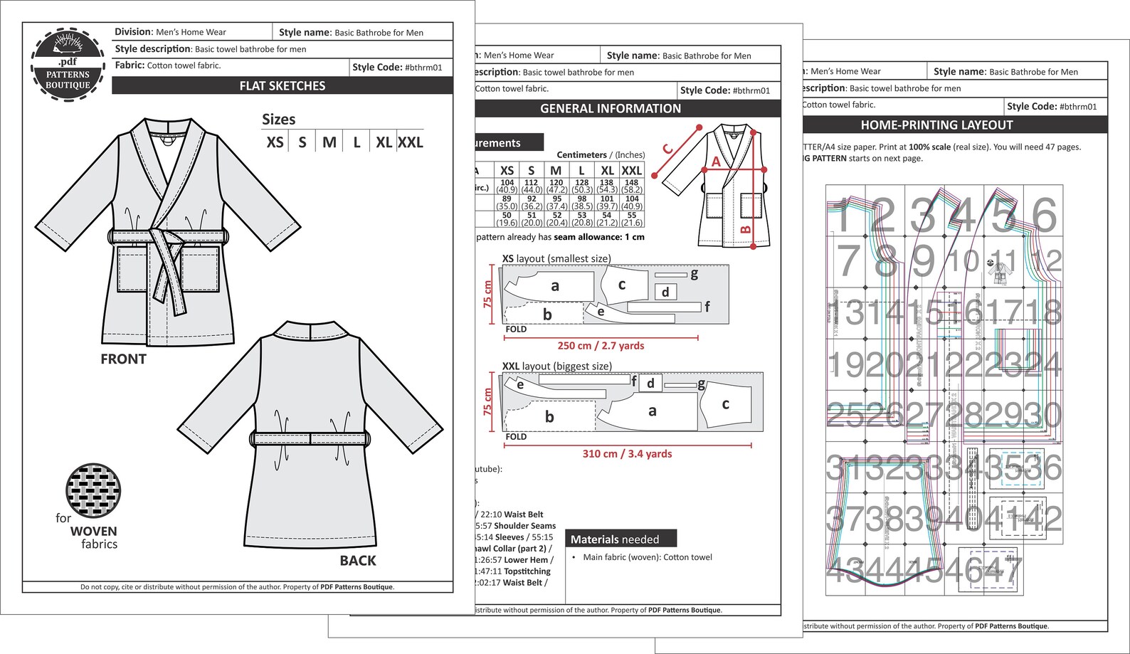Shawl Collar BATHROBE for Men PDF Sewing Pattern & Youtube - Etsy