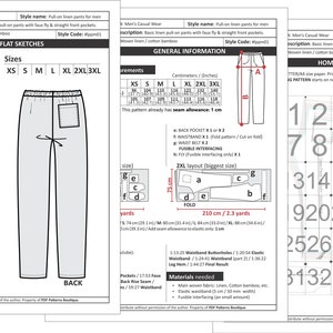 LINEN PANTS for Men PDF Sewing Pattern and Youtube Video / - Etsy