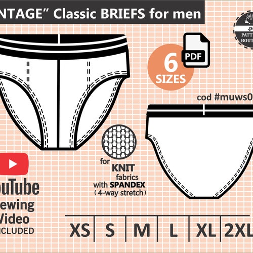 MEN'S BRIEFS / PDF Sewing Pattern & Video / Underwear for - Etsy