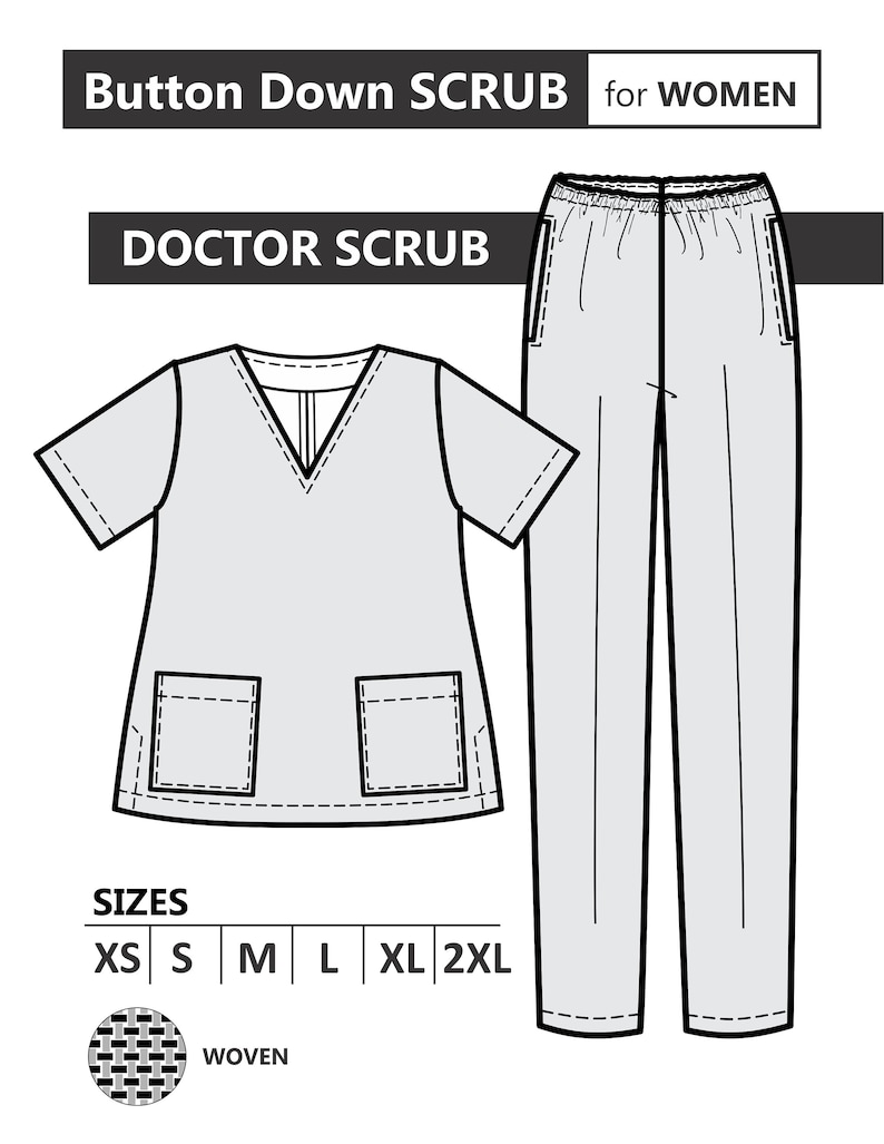 Complete NURSE SCRUBS PDF Sewing Pattern for Women Etsy