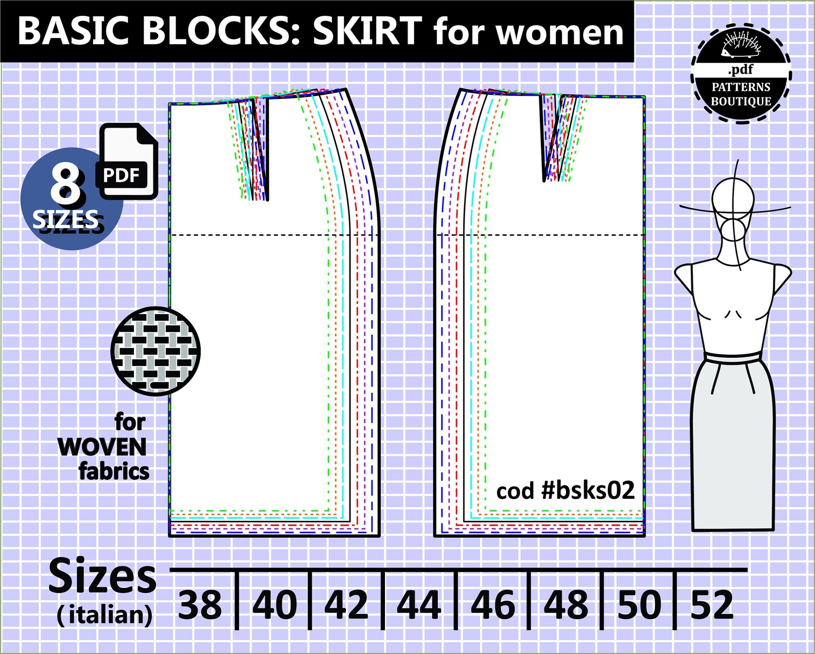 Basic SKIRT Block / Sloper Pdf Sewing Pattern / Basic - Etsy