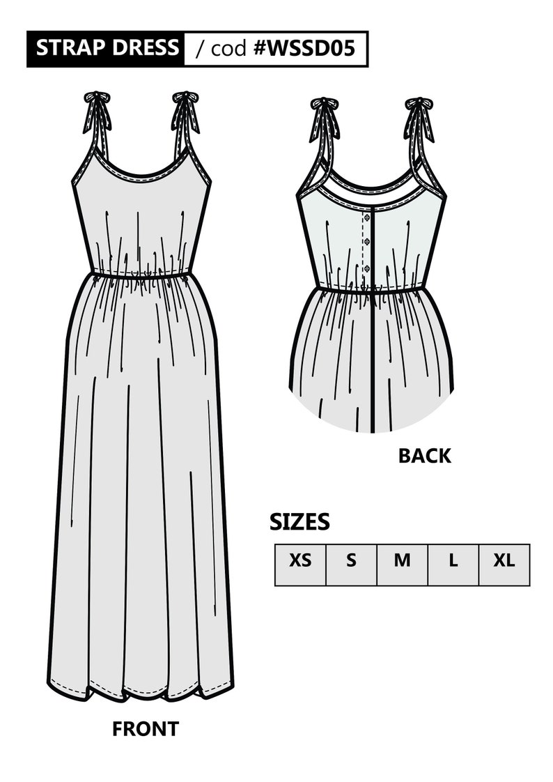 STRAP DRESS / PDF Sewing Pattern for women / Summer dress: Xs | Etsy
