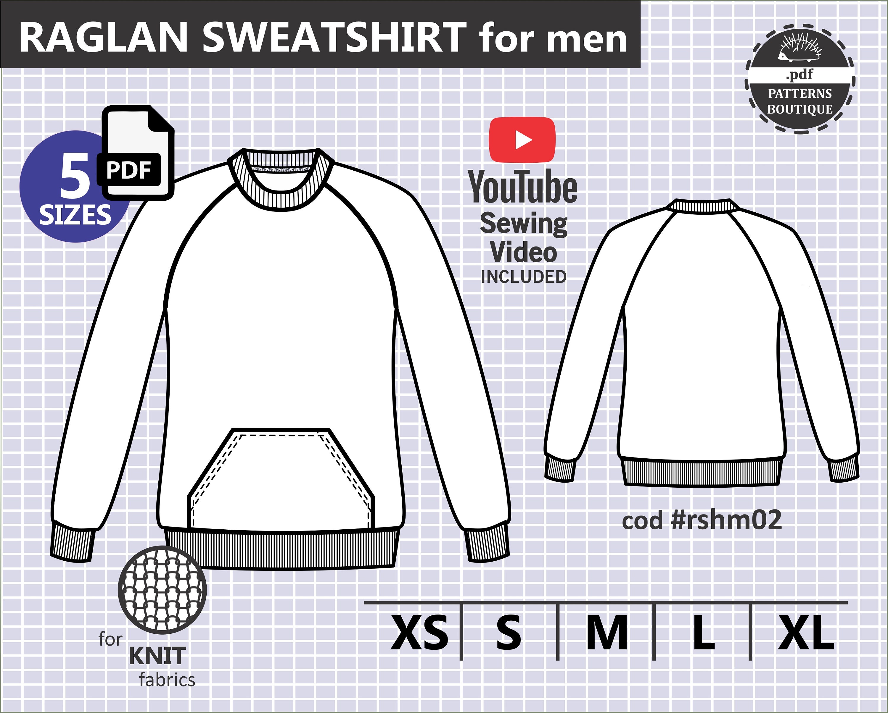 RAGLAN SWEATSHIRT for Men PDF Sewing Pattern and Youtube Etsy