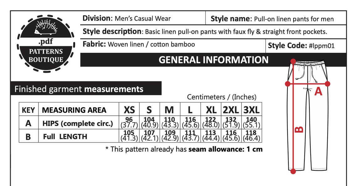 LINEN PANTS for Men PDF Sewing Pattern and Youtube Video / - Etsy