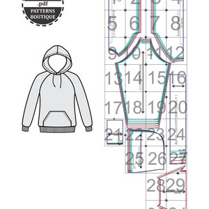 Raglan Hoodie PDF Sewing Pattern for MEN. Sizes From Xs to Xl ...
