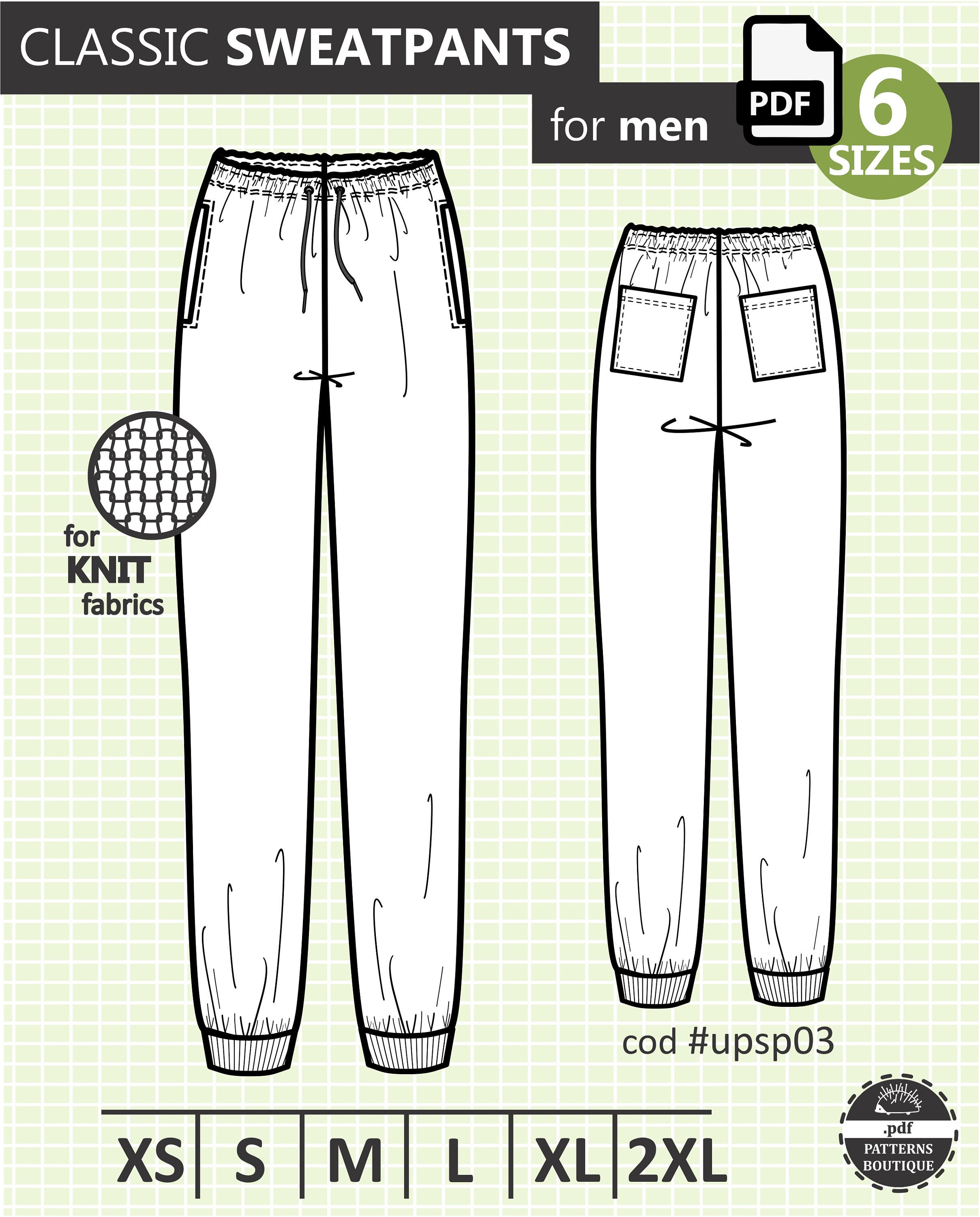 SWEATPANTS PDF Sewing Pattern for MEN/ Sweatpants for men / Etsy