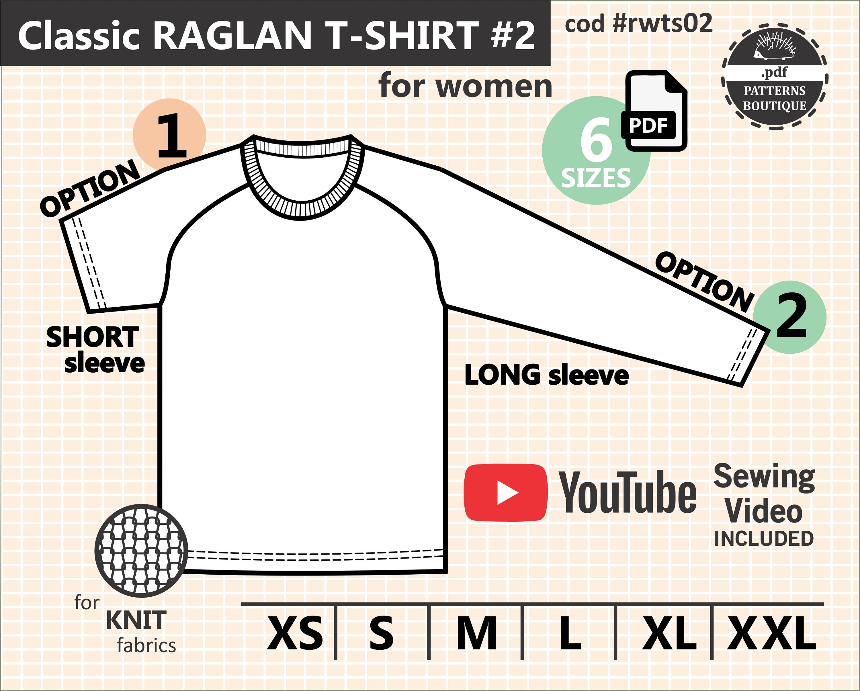 Raglan T-shirt for Women / PDF Sewing Pattern / Sizes Xs to