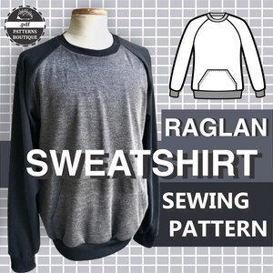 RAGLAN SWEATSHIRT for Men PDF Sewing Pattern and Youtube Sewing Video ...