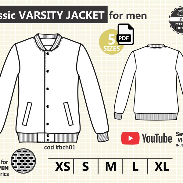 Varsity Jacket Pattern - Etsy