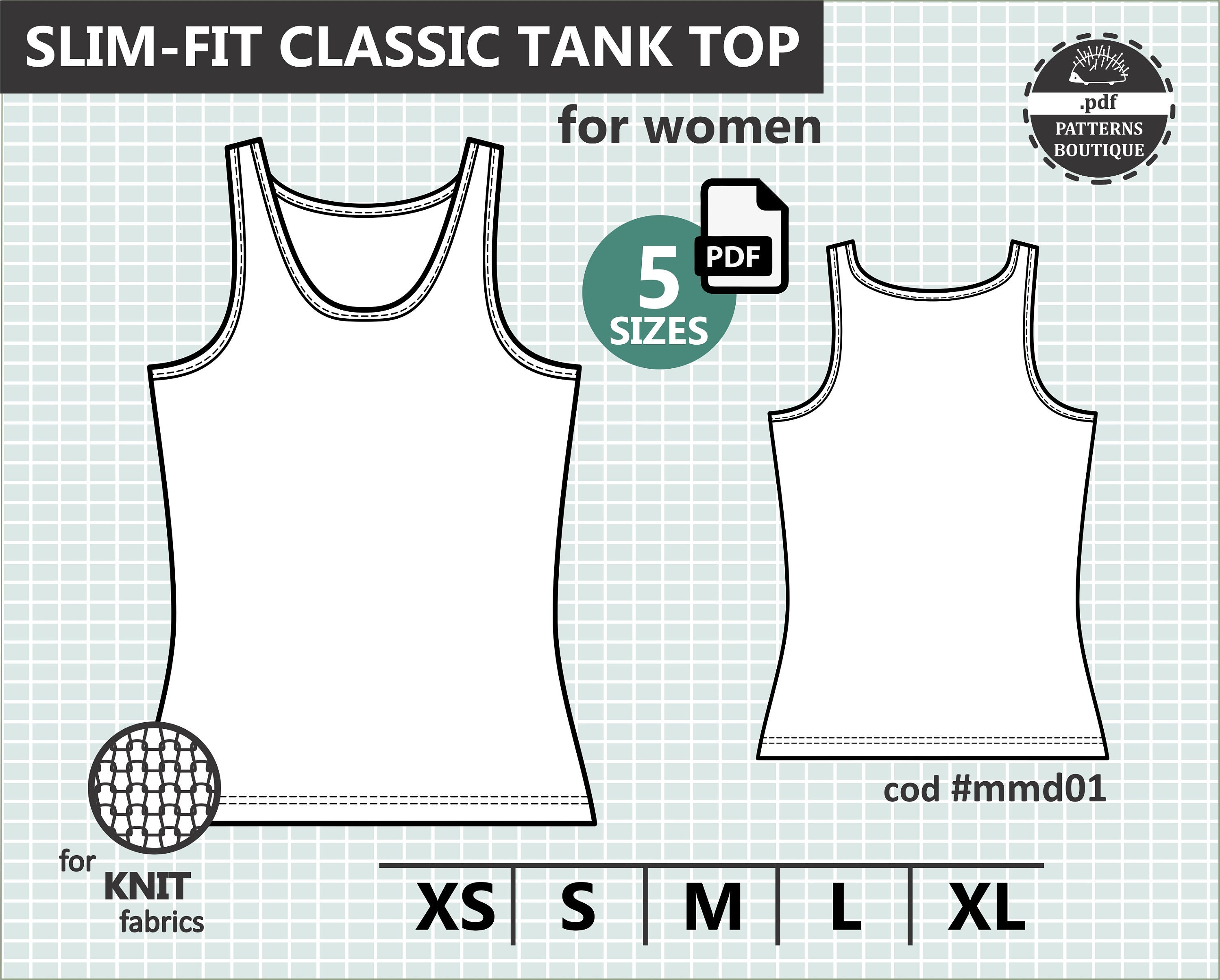 TANK TOP for women PDF Sewing Pattern Slim fit Workout Top Etsy