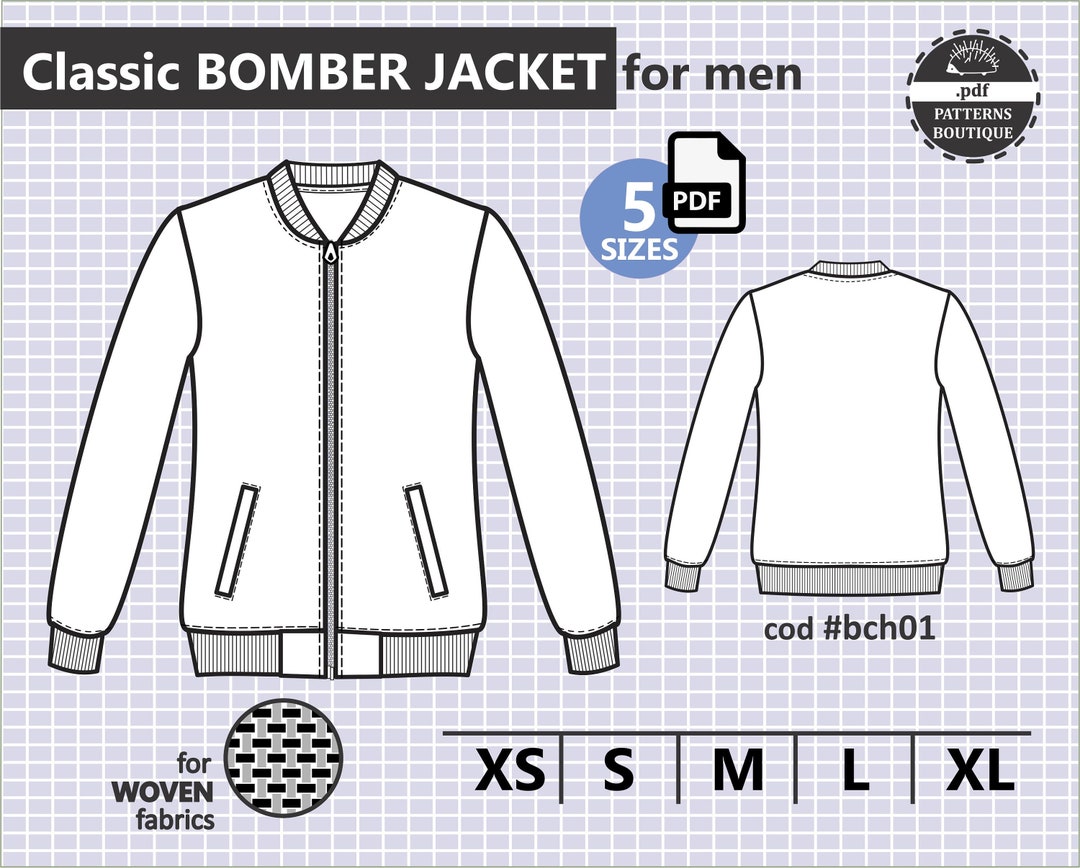 MEN JACKET PDF Sewing Pattern / Bomber Jacket for Men / Sizes - Etsy