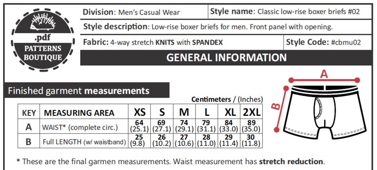 Boxer Briefs for Men / PDF Sewing Pattern / Low Waisted / 6 - Etsy