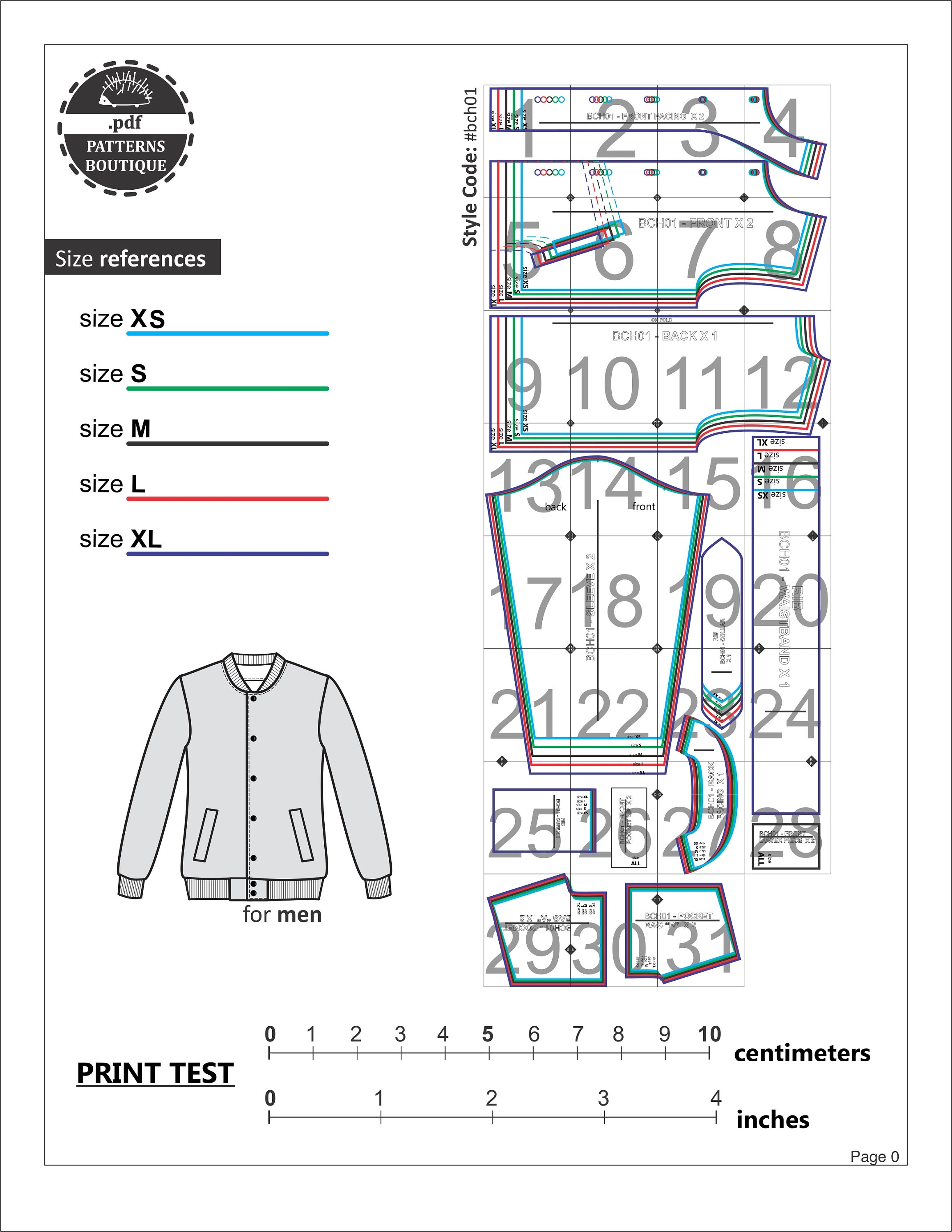 VARSITY JACKET PDF Pattern Download for Men Youtube Sewing Etsy UK