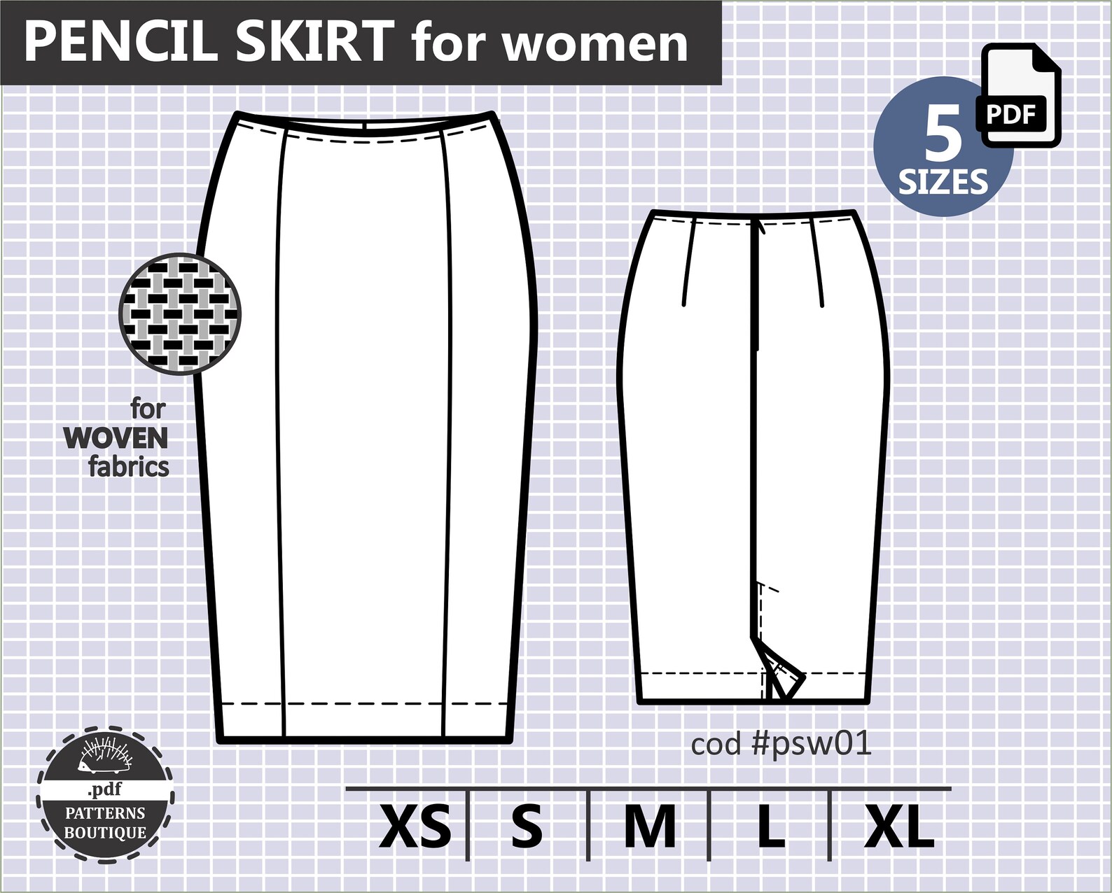 PENCIL SKIRT PDF Sewing Pattern / Basic Pencil Skirt Pattern | Etsy