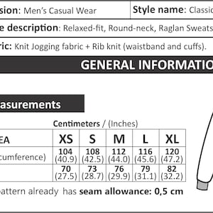 RAGLAN SWEATSHIRT for Men PDF Sewing Pattern and Youtube Sewing Video ...