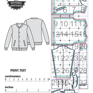 VARSITY JACKET PDF Sewing Pattern / Sizes Xs to Xl / Pattern | Etsy