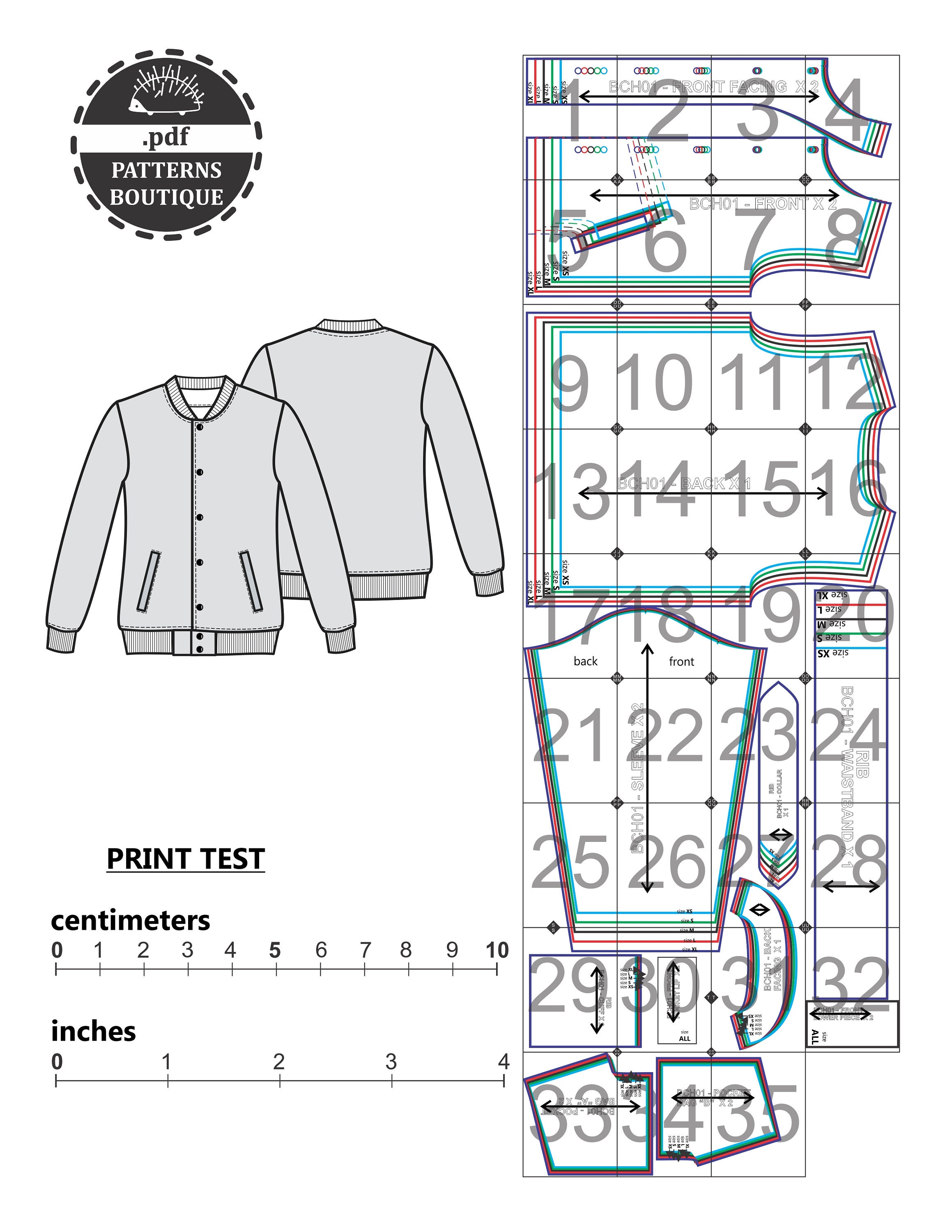 VARSITY JACKET PDF Sewing Pattern / Sizes Xs to Xl / Pattern Etsy