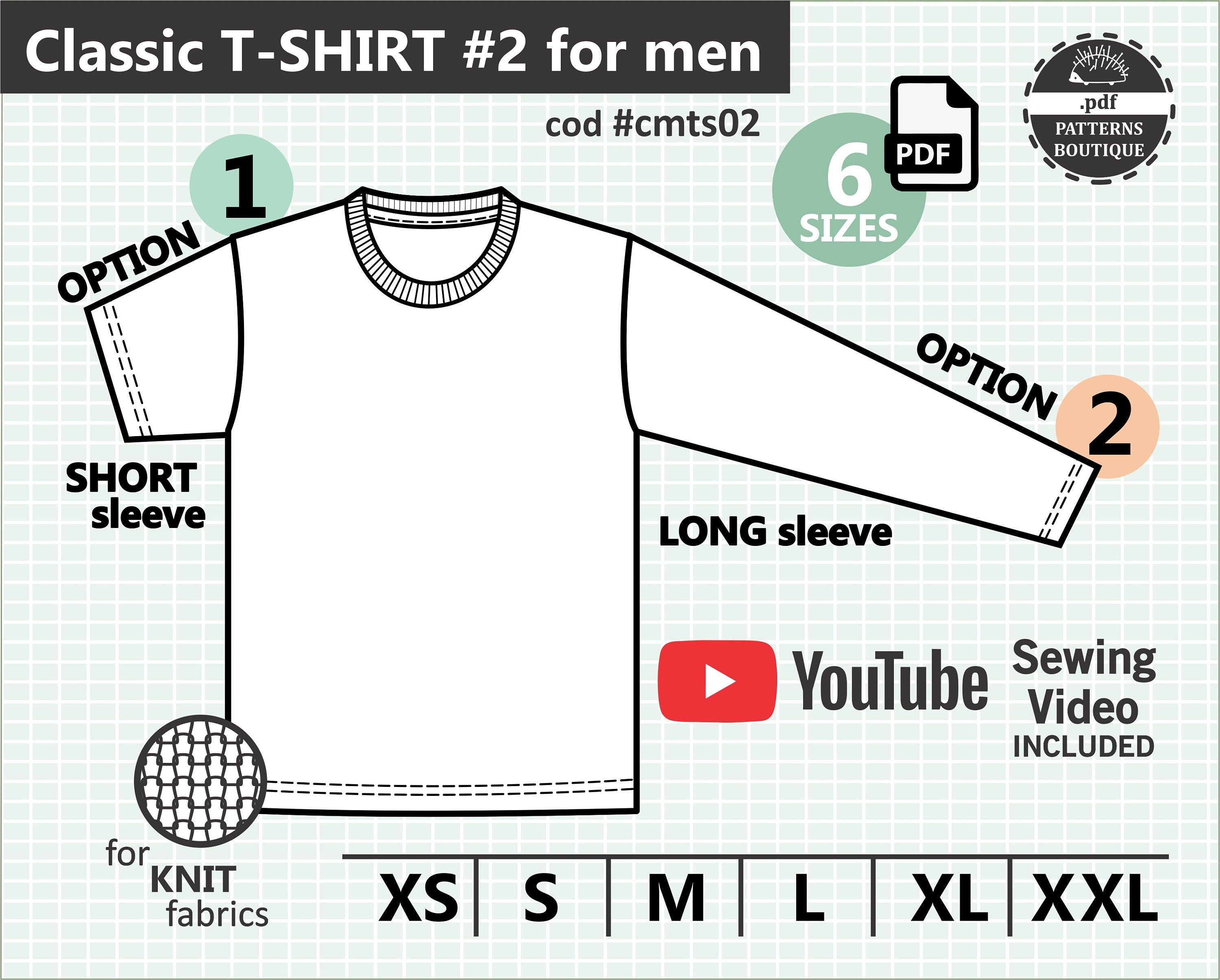 dække over Badekar Insister T-shirt for Men / PDF Sewing Pattern / 6 Sizes: Xs to Xxl / - Etsy