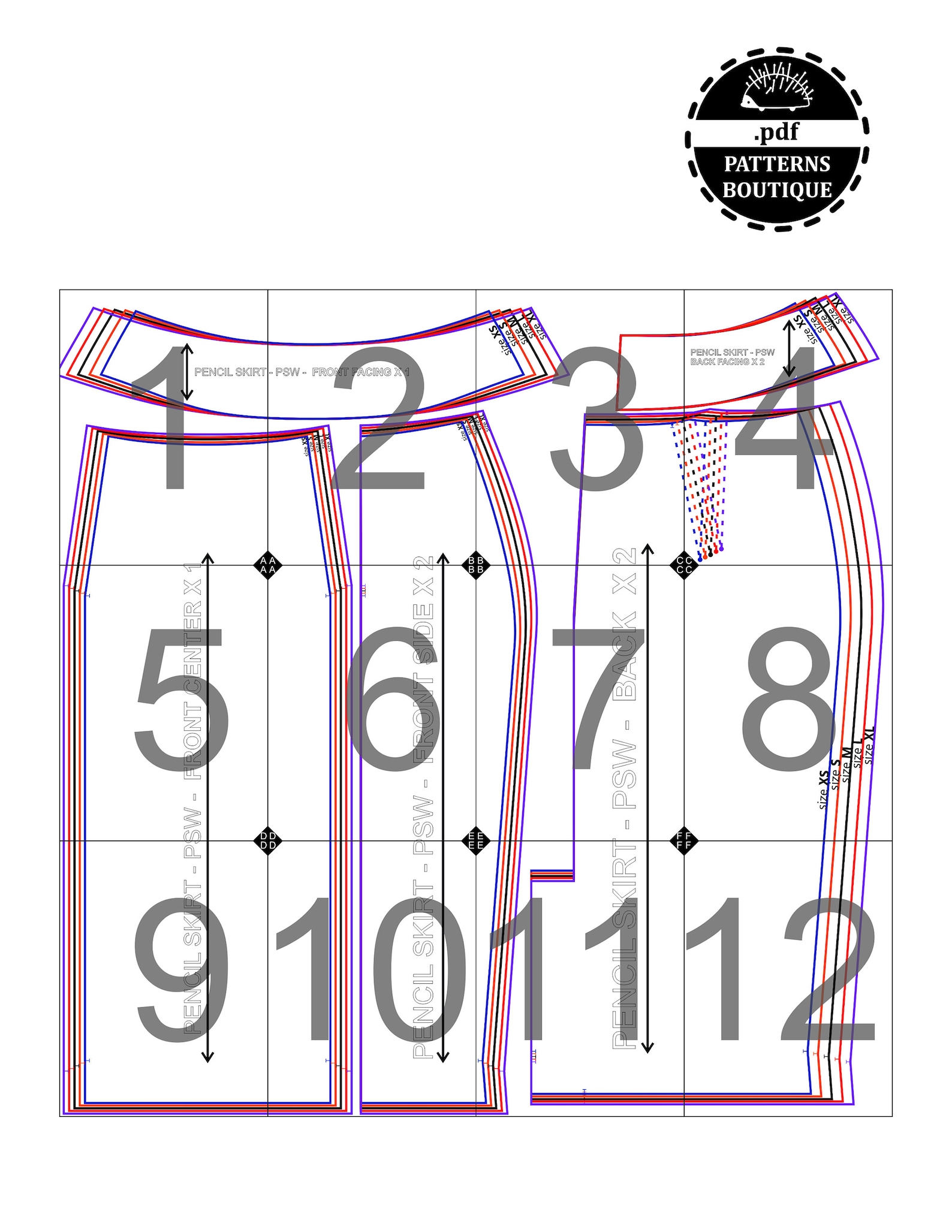 PENCIL SKIRT PDF Sewing Pattern / Basic pencil skirt pattern | Etsy